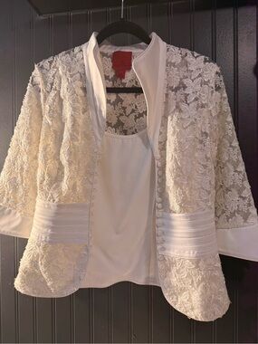 White jackets Lace And Beaded Jacket JS collections Medium